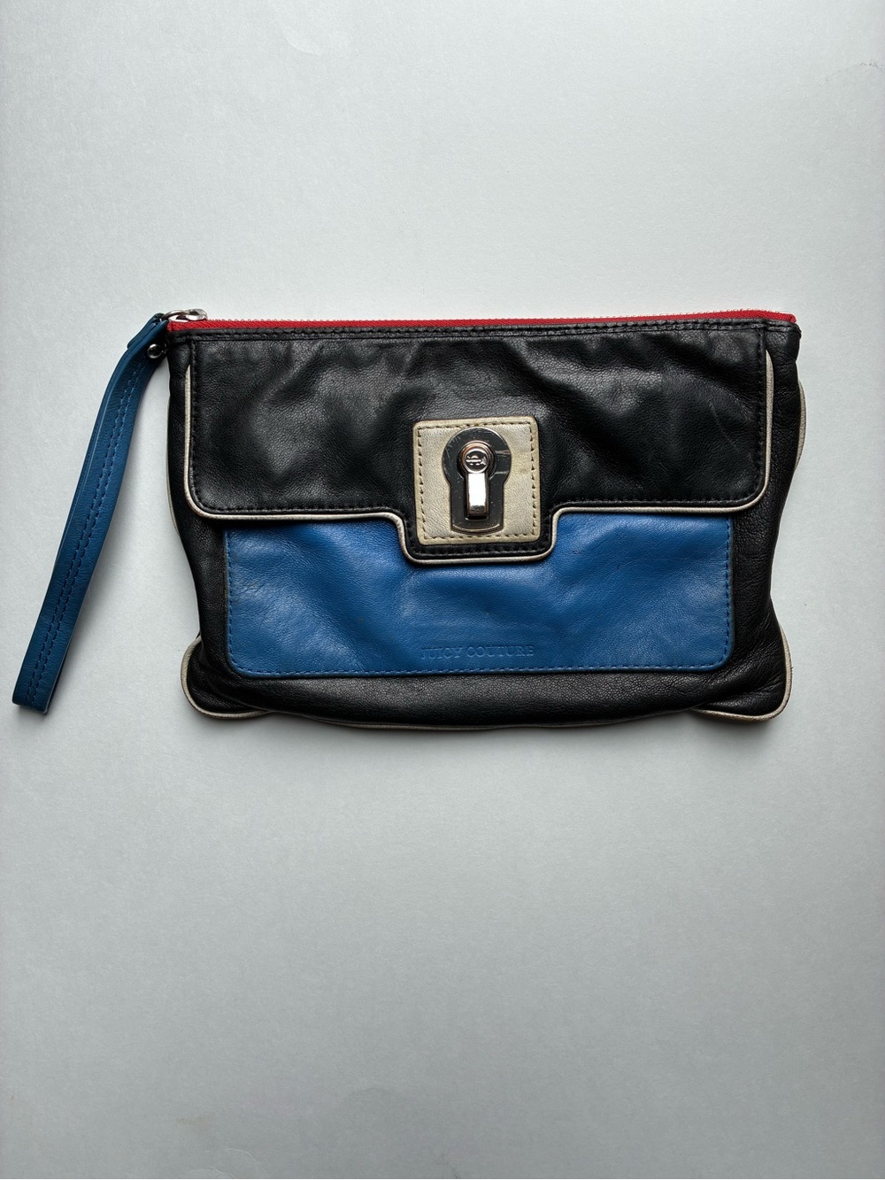 Juicy Couture Colorblock Leather Wristlet Clutch - Black, Blue, Red